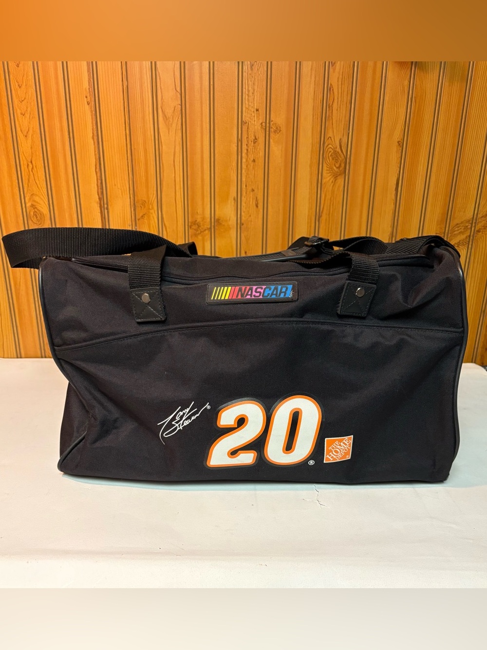 Nascar Black Duffle Bag with Orange and White #20 Graphics